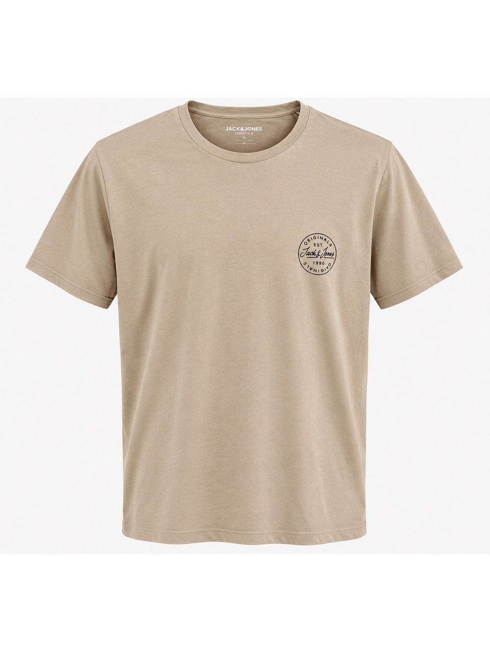Jack & Jones Essentials Men’s XL Beige Originals 1990 Logo T-Shirt Tee